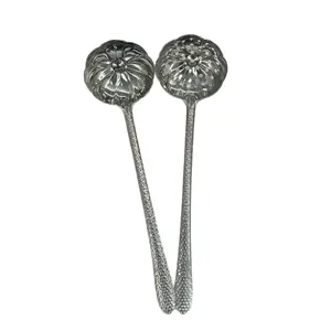 Stainless Steel Soup Ladle & Skimmer Set — Long-Handled, Hammered Texture, Lotus-Leaf Design — Restaurant-Style Serving Spoons