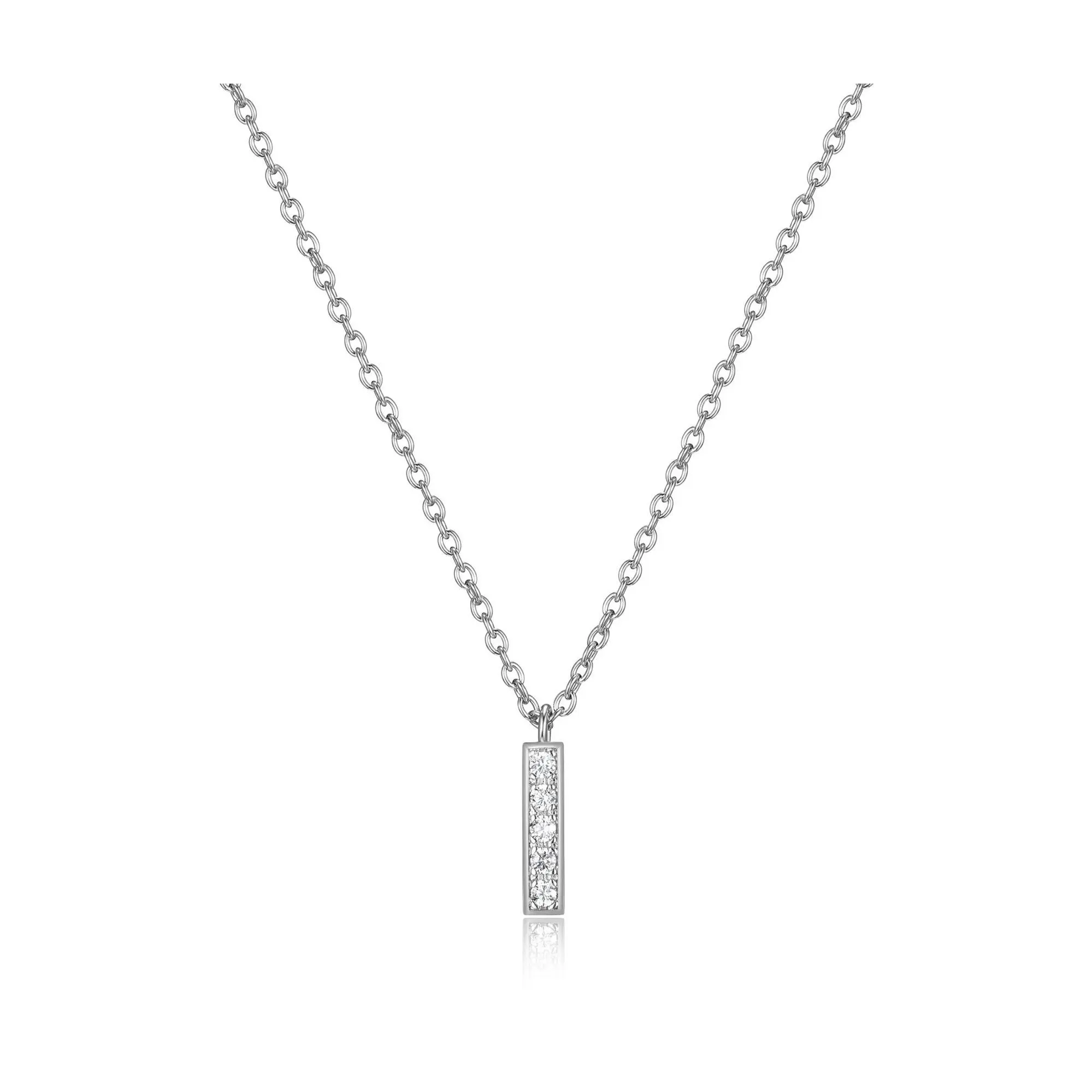 Diamonique Mini Bar Necklace, Sterling Silver