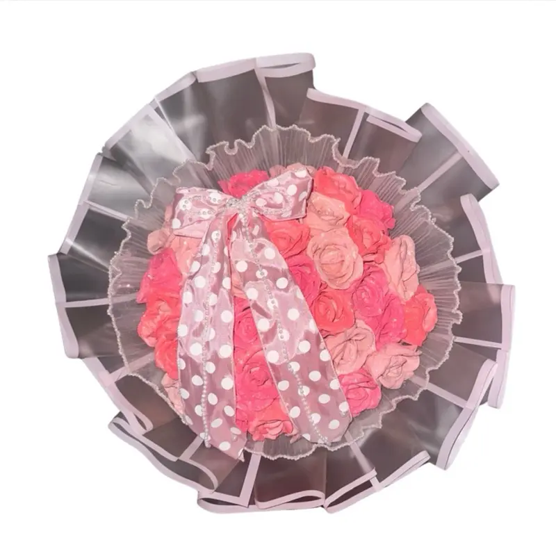 Valentine's Day Large Bow Artificial Glitter Rose Bouquet - Exquisite Customizable Premium Quality Silk Roses for Weddings & Special Events