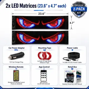 2Pcs LED Devil Eyes Light Strips for Cars Trucks SUVs, App Control Full Color Windshield Decorative Lights, USB Powered Ambient Lighting cars accessories truck accessories car decor car accessories for men fun car accessories auto accessories decoration o