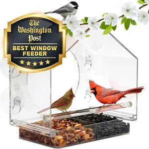Window Bird Feeder - Weather Proof Transparent  Bird Feeders for Outdoors -  Suction Grip, Bird Watching for Cats, Easy-to-Clean, Outdoor Birdhouse Feeder (1 Unit)