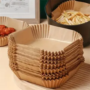 100Pcs Parchment Paper Bakeware, Baking Supplies, Air Fryer Paper Liners, Air Fryer Liners Disposable for Microwave, Non-Stick Air Fryer Liner Square Free of Bleach (6.7IN)