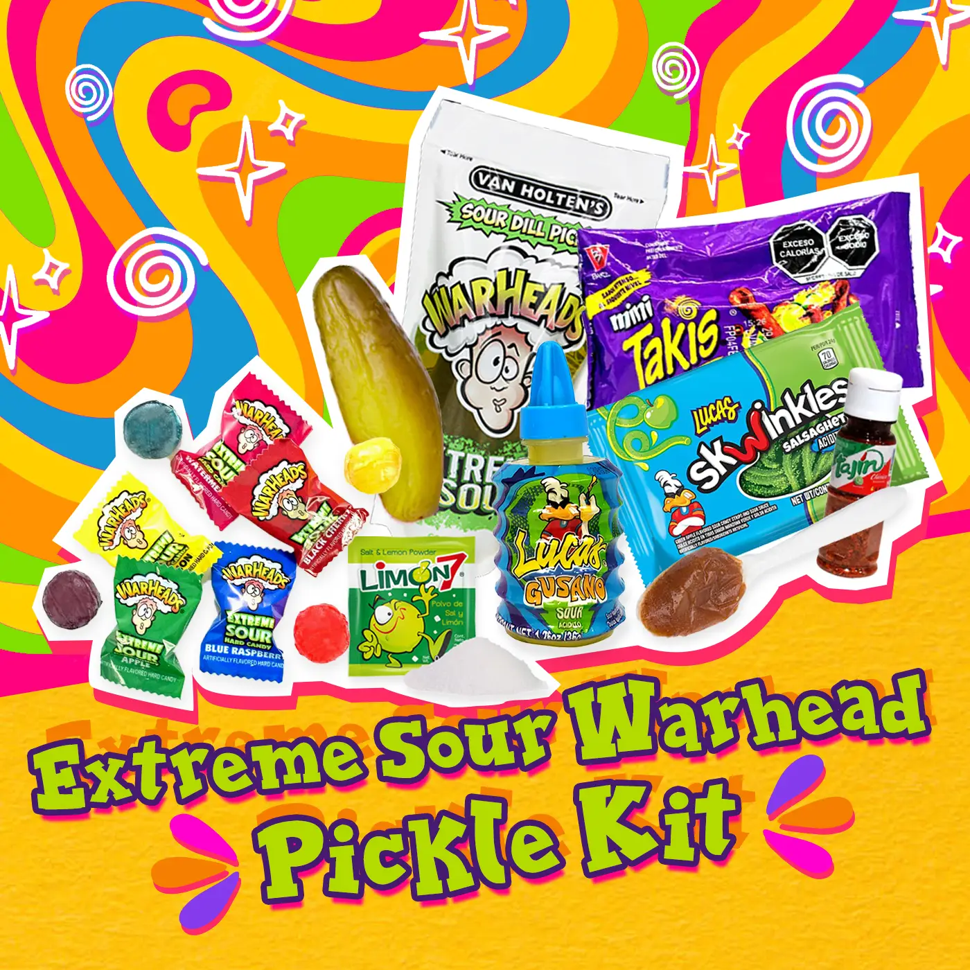 Extreme Sour Warhead Pickle Kit – Sour Pickle & Candy Kit to Unleash the Ultimate Sour Challenge!