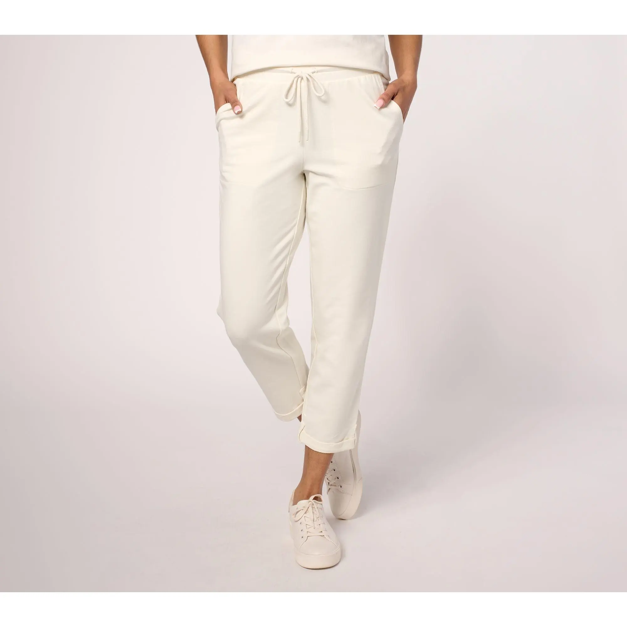 Denim & Co. Active Regular French Terry Tapered Crop Pant