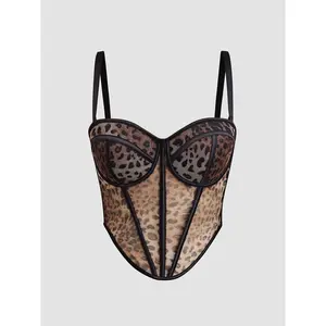 Tube Tank Tops Bra Blusas Short leopard Corset Woman Clothing Summer Spring Fishbone Sling Wedding Party Blind Date Stage Party Shaper Ladies Shirt Weighted Vests Women Sexy Clothes Elevated Going Out Crop Tops