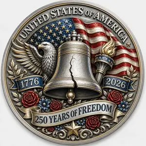 America 250 Freedom Legacy Commemorative Medal, Patriotic Eagle Commemorative 3D Coin for Collectors, Historic American Independence Souvenir 3D Coin