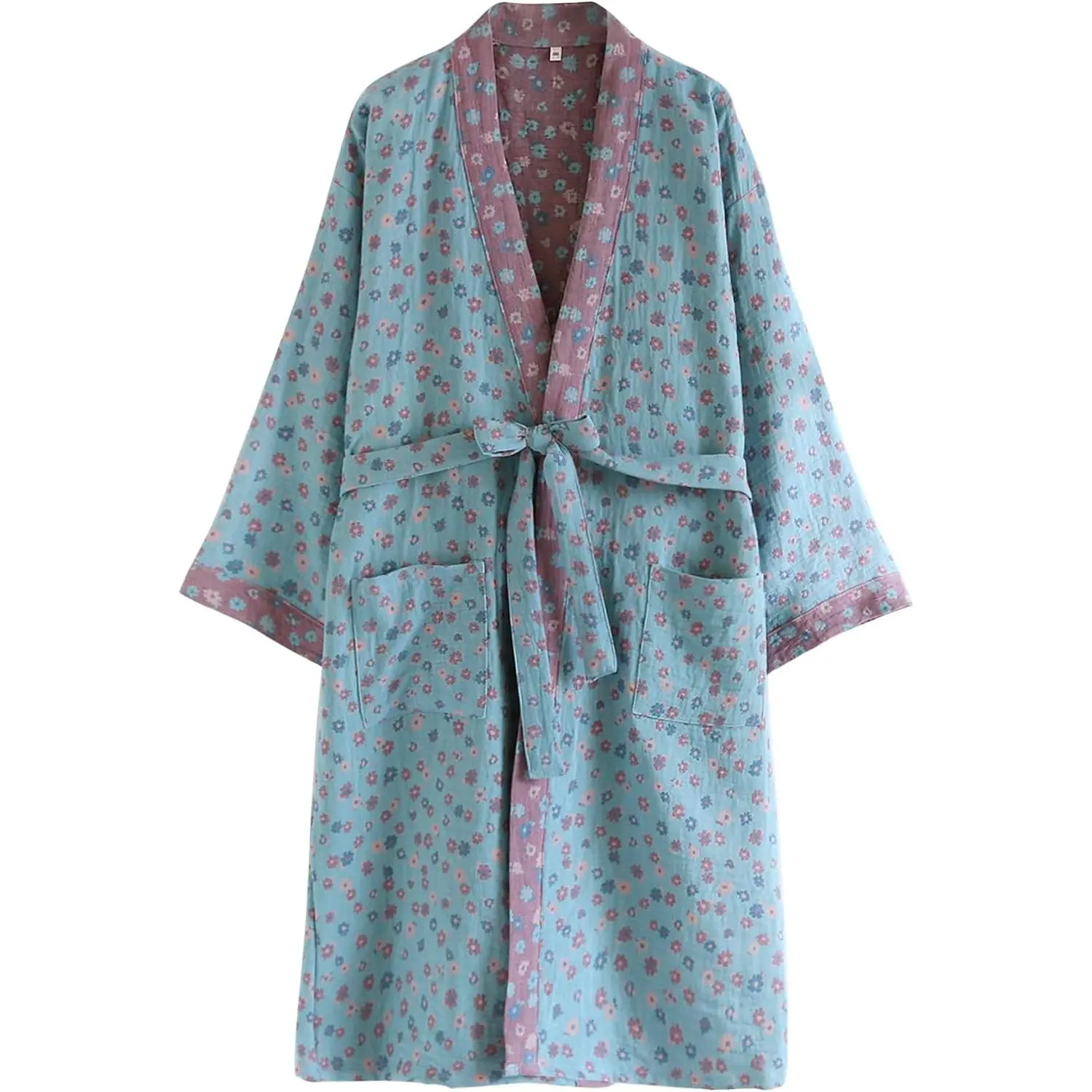 Women's Cotton Gauze Jacquard Robe - Japanese Yukata Muslin Bathrobe, Loungewear Sleepwear, Women's Japanese Bathrobes & Dressing Gowns
