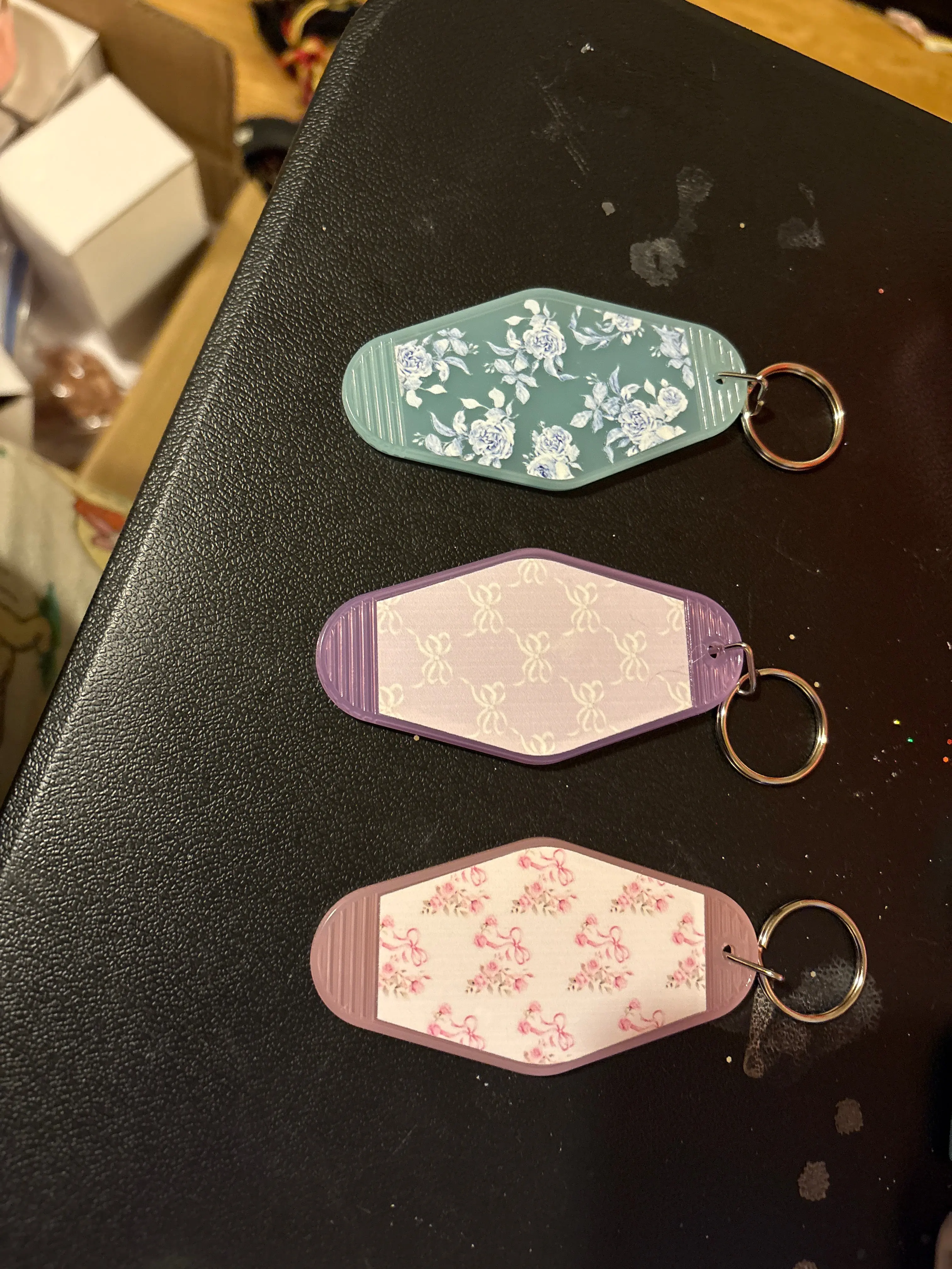 Flower and ribbon keychain