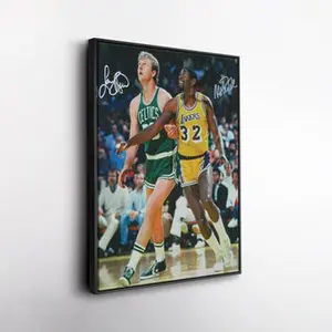 Larry Bird & Magic Johnson Canvas – Lakers vs Celtics Wall Art Print Decor Decoration