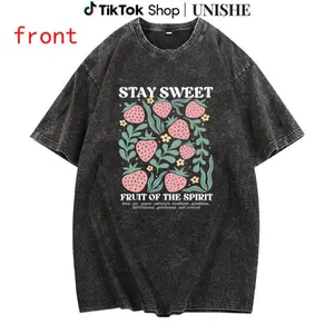 Strawberry Jesus T-Shirt – 100% Cotton Washed Unisex Tee, Stay Sweet Message