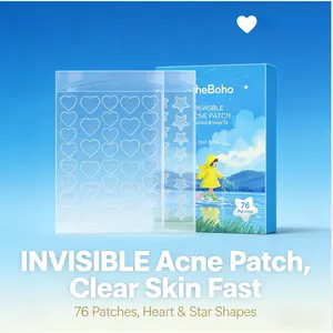 CheBoho Invisible Acne Patches, 76 Count - Clear Heart & Star Shapes, Hydrocolloid Acne Pimple Patches for Zit & Blemish, Invisible Adhesive Face Stickers for Skin Care, Vegan & Cruelty-Free azelaic acid pimple patches Sensitive Pack