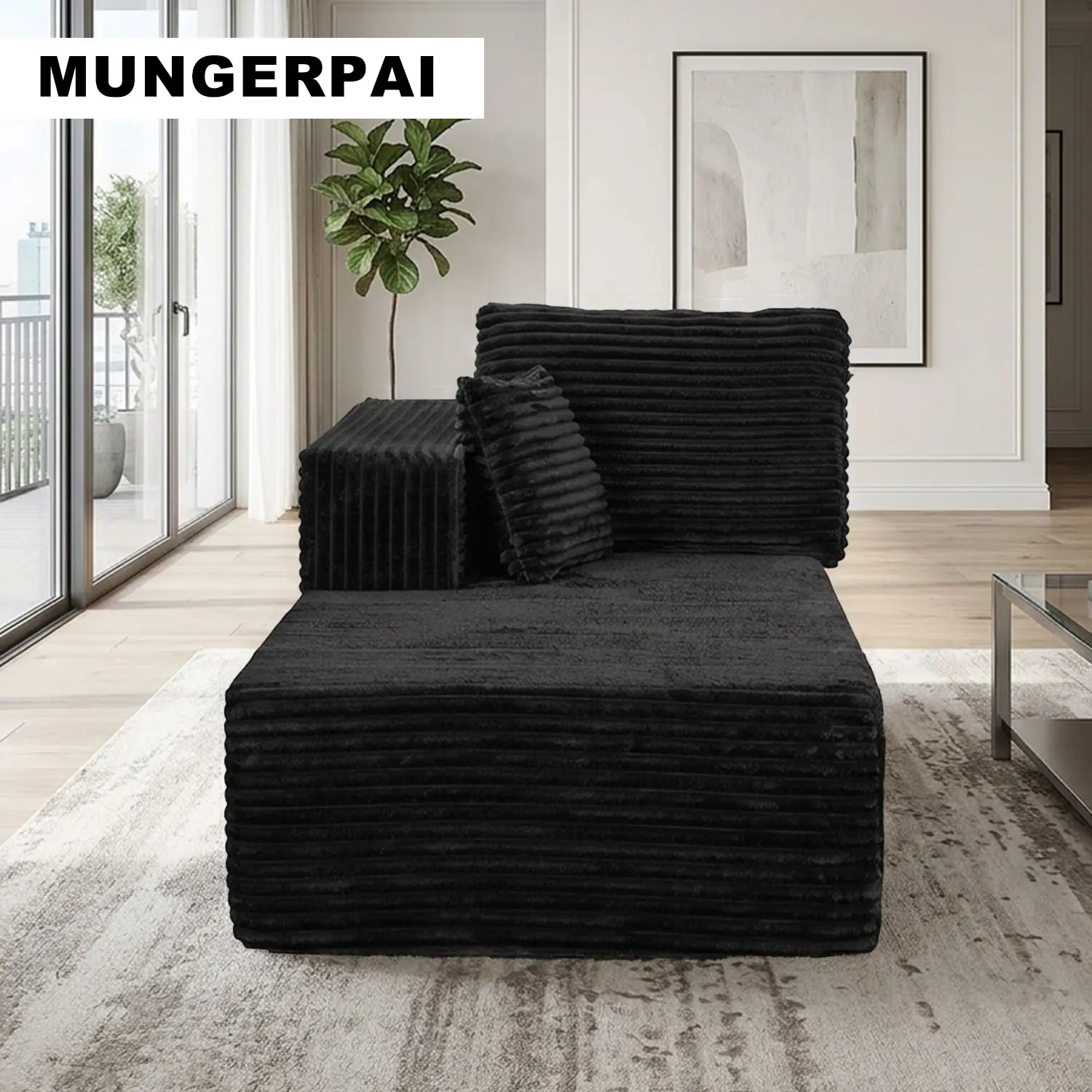 （2 packages shipped）Black couch and co sectional Modular Compression Sofa Expands Automatically No Assembly Required, Cloud Couch with Deep Seat & Memory Foam, L-Shape Sectional for Living Room Apartment，Couch boneless