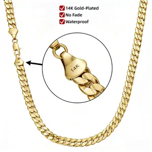 14K Gold Plated Cuban Link Chain-6mm Waterproof & No Tarnish Necklace For Men | Perfect Gift For Him Or  Boyfriend