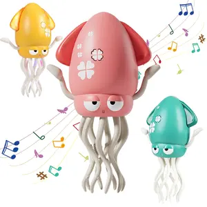 USB Rechargeable Dancing Octopus Toy – Musical Crawling Tummy Time Toy for 1-6 Years Old Girls | Pink Stress-Relief Squid Doll