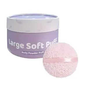 Powder Puff and Container, Large 6'' Body Powder Puff for Dusting Powder, Women Powder Puff with Storage Jar for Bath, Body Powder Applicator and Oversize Powder Puffs (Purple)