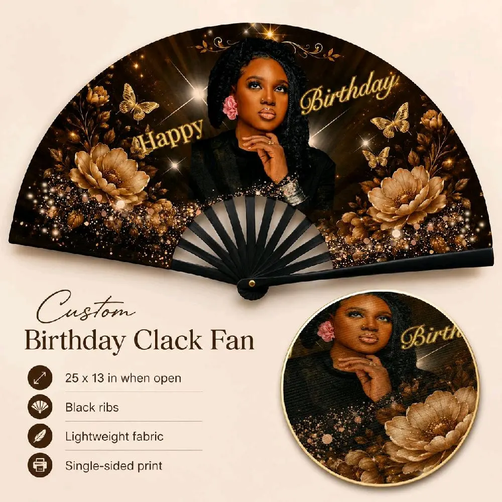 Custom Birthday Clack Fan With Photo | Personalized Folding Fan | Party Favor Fan | Birthday Fan Gift