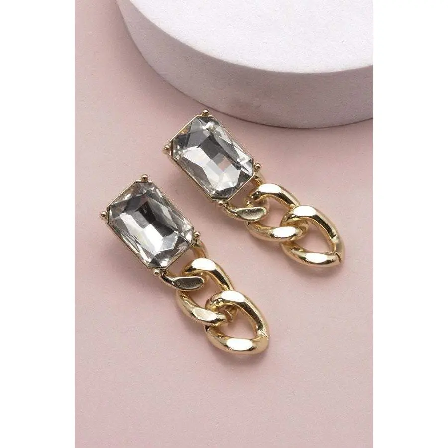 Rhinestone Chain Linear Earrings