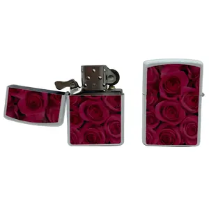 flip top lighters. RED color rose photo lighters. both sides photo lighters. outdoor lighters. windproof lighters. smoker lighters