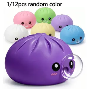 12pcs 2026 Upgrade Dumpling Squishy New Dumpling Squishy Blow Bubbles Dumplings Stress Balls Fidget Sensory , Soft Squeeze Decompression Dough Rainbow Cute Anxiety Relief Fidget