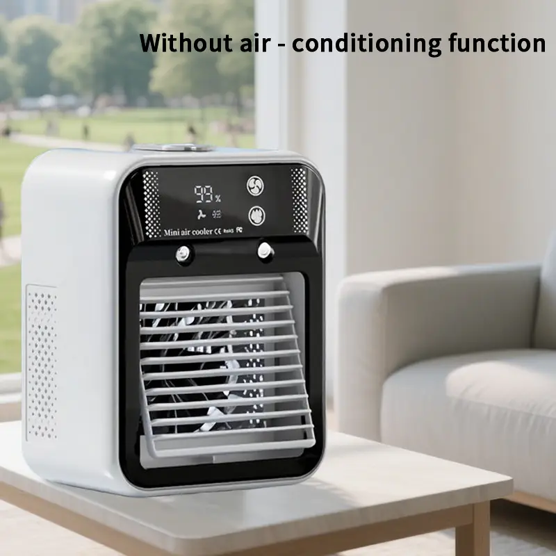 Portable Air Cooler Fan with 2-speed Mist Fan, 3-in-1 Mini Cooling Fan for Travel & Home, USB Charging Air Cooler with Built-in 3000mAh Battery