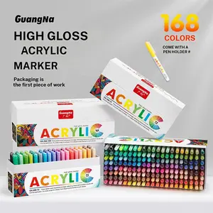 Guangna 72 & 168 Colors Highlighter Acrylic Markers, Student-Designed Waterproof Non-Porous Layering Art Brushes, Watercolor Pens, Art Materials