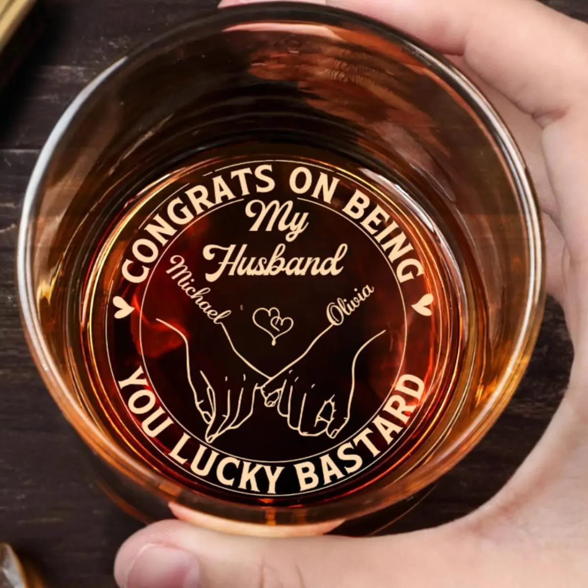 Being My Husband - High quality laser engraved whiskey glasses, Personalize your handwriting Gifts for couples, Home Decor & Gifts, Funny gift for men and women, Drinkware, Halloween Stylish