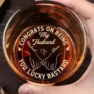 Being My Husband - High quality laser engraved whiskey glasses, Personalize your handwriting Gifts for couples, Home Decor & Gifts, Funny gift for men and women, Drinkware, Halloween