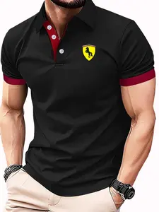 Men's Summer Casual Short Sleeve Printed Polo Shirt, Menswear, Golf Style, Workplace/daily/golfing, Classic Gift for Husband/father