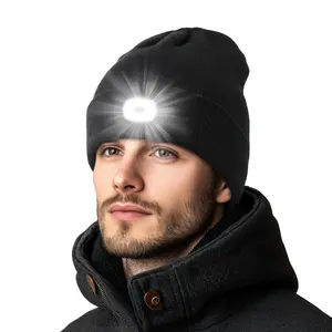 Touch Two Winter unisex  LED Lighted Knit Warm Hat Athletic Sports Outdoor  Night Running Alert winter Lightweight Running Family Must Have Hiking Cycling Fashion