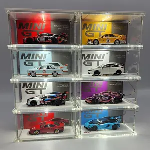 1:64 Scale Diecast Car Display Case – Stackable Acrylic Box with or without LED Lights for MINI GT and More