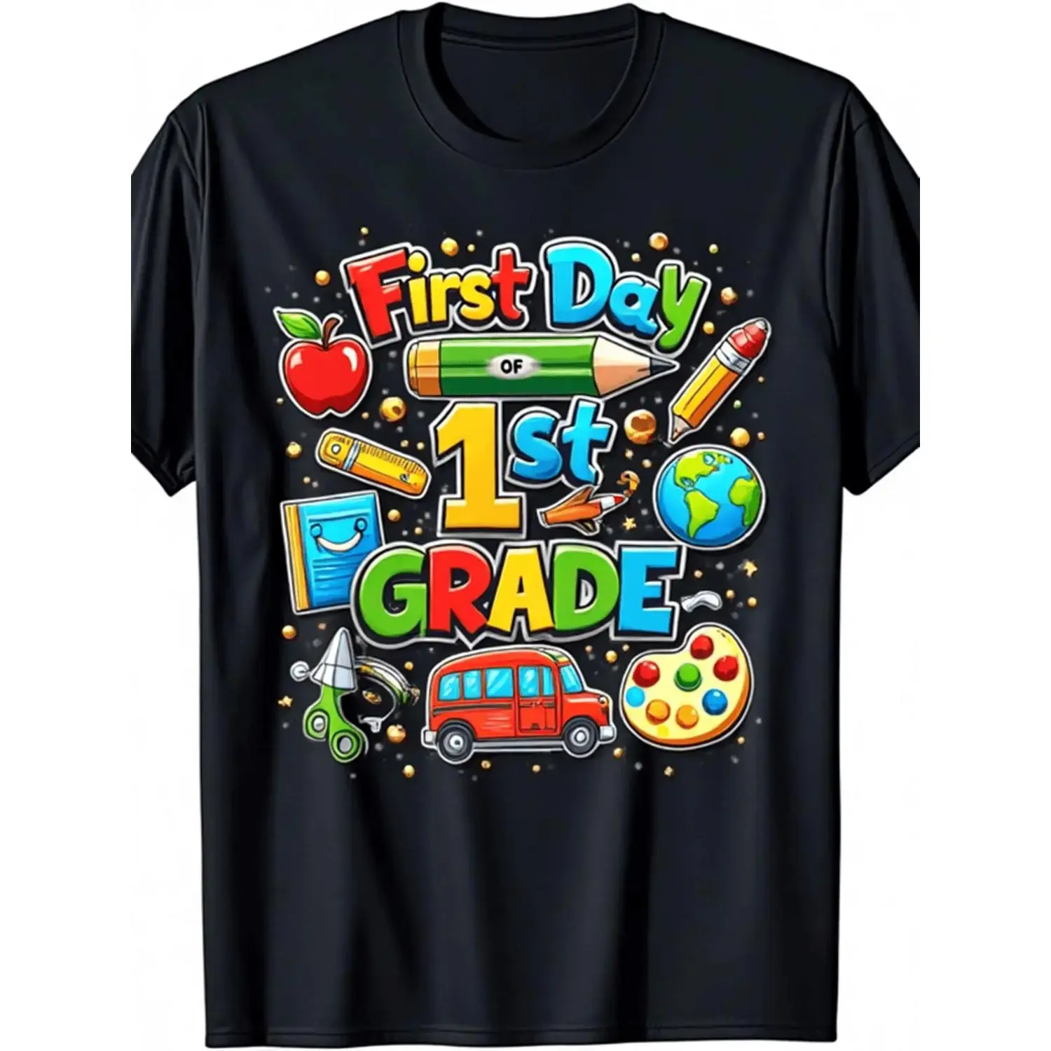 1St Grade First Day of School T-Shirt for Boys And Girls - School-Themed Short Sleeve Crew Neck Tee with Back-To-Class Print, Breathable Casual Top Suitable for Year-Round Wear, Gift for New 1St Grader