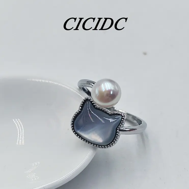Natural Freshwater Pearl Ring High-quality Animal Pattern Ring Women's Daily Wear Ring natural freshwater