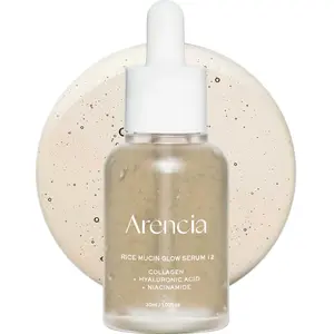 [Arencia Official] Rice Mucin Glow Serum, Collagen + Hyaluronic Acid & Niacinamide, 1.01 fl oz