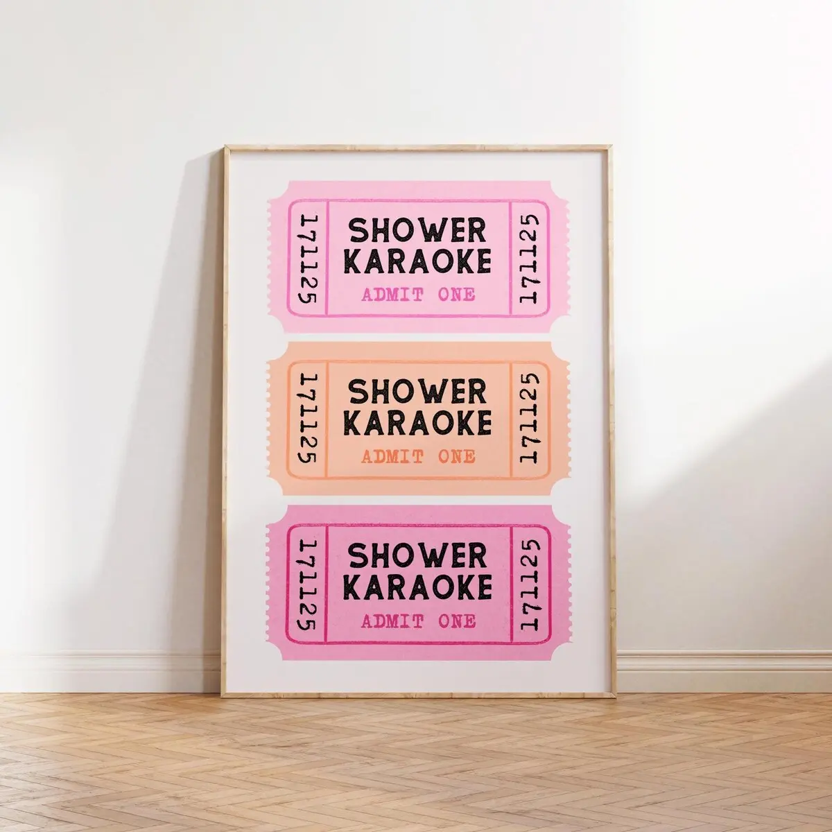 Retro ticket poster| Shower karaoke print | Bathroom preppy art| Funky wall art |Trendy aesthetic wall print | Frameless Poster