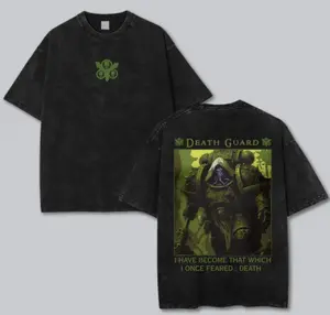 The Death Guard TShirt, Nurgle Plague Warrior Graphic Tee, Chaos Marine Art, Sci-Fi Grim Aesthetic Top, Gift For Wargamers, Mortarion's Legion Fabric Menswear Cotton Oversized Seamless