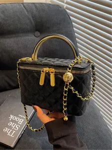 Elegant Quilted Design Handbag, Fashionable Solid Color Commuter Bag, Versatile Shoulder & Crossbody Option, Perfect for Daily Use, Quilted Crossbody Bags