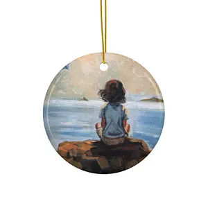 Ceramic Ornament: Dreamy Ocean Art, Blue Whale Studio Design, Holiday Decoration, Christmas Ornament, Coastal Home Decor, Beach Lover Gift tree