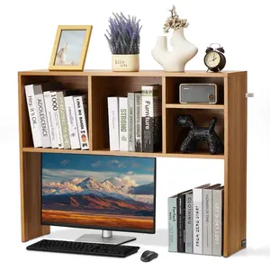 VEVOR Desktop Bookshelf,  1-Tier Wood Desktop Storage Organizer, 37" x 9.4" x 28.7" Office Storage Rack Wood Display Shelf, Desktop Bookshelf Hutch with Anti-Slip Feet Pads, for Office, Home & Dorm