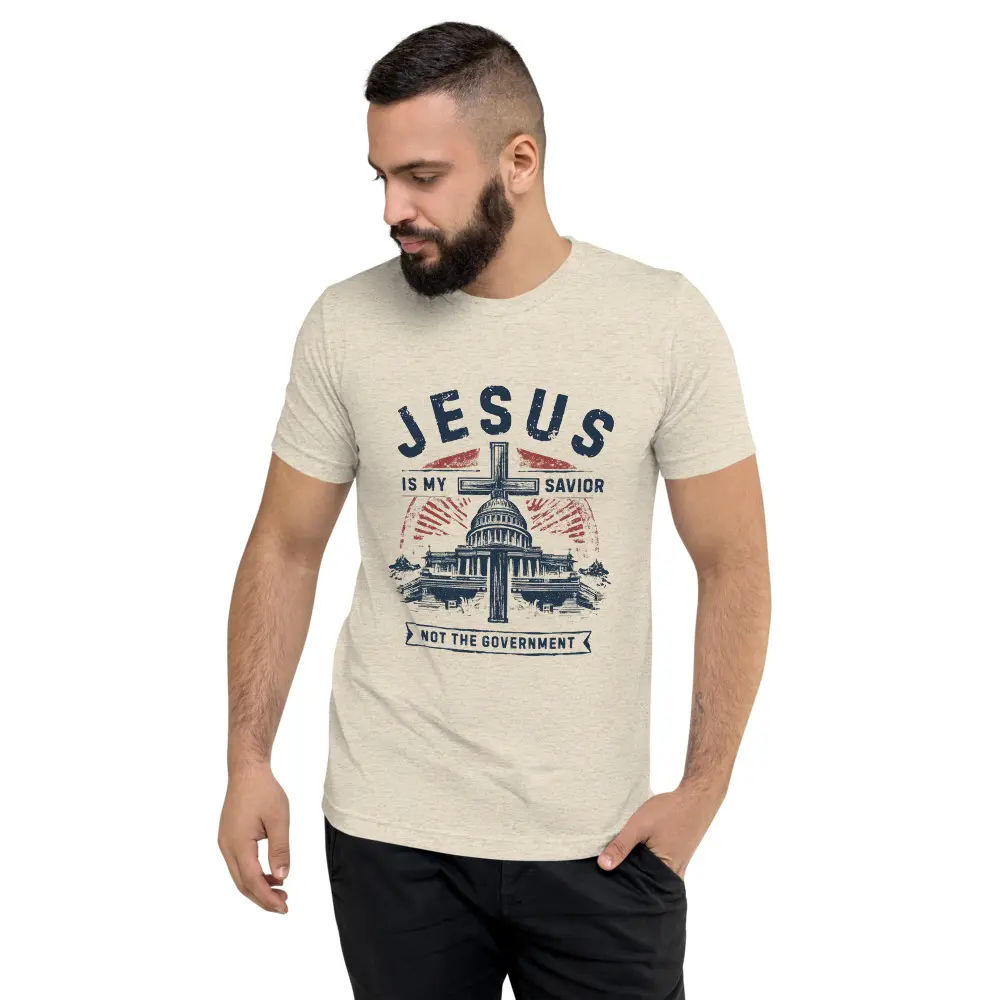 “Jesus Is My Savior, Not the Government” | Rooted Clothing Tri-Blend Tee