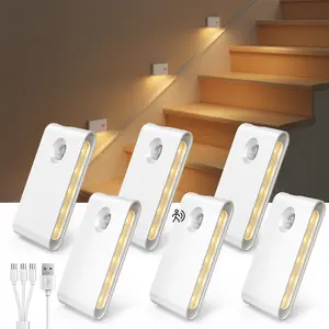 EZVALO 6 Pack Motion Sensor Night Lights, Smart Sync Stair Lights with 1500mAh Rechargeable Battery, Magnetic Dimmable Wall Lights, LED Nightlight for Hallway, Stairs, Bedroom, Barhroom, Kitchen, Family, Kids, Parents, Night Walk Safety, Rental-Friendly