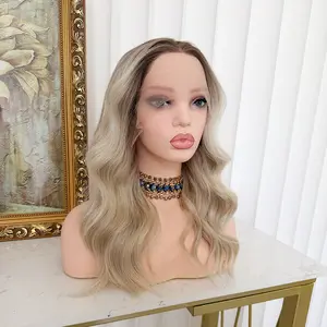 Lovestory Queenie Ombre Color Synthetic Lace Front Wigs for Women Wavy Wig Heat Resistant Glueless High Quality Free Part Synthetic Lace Wig