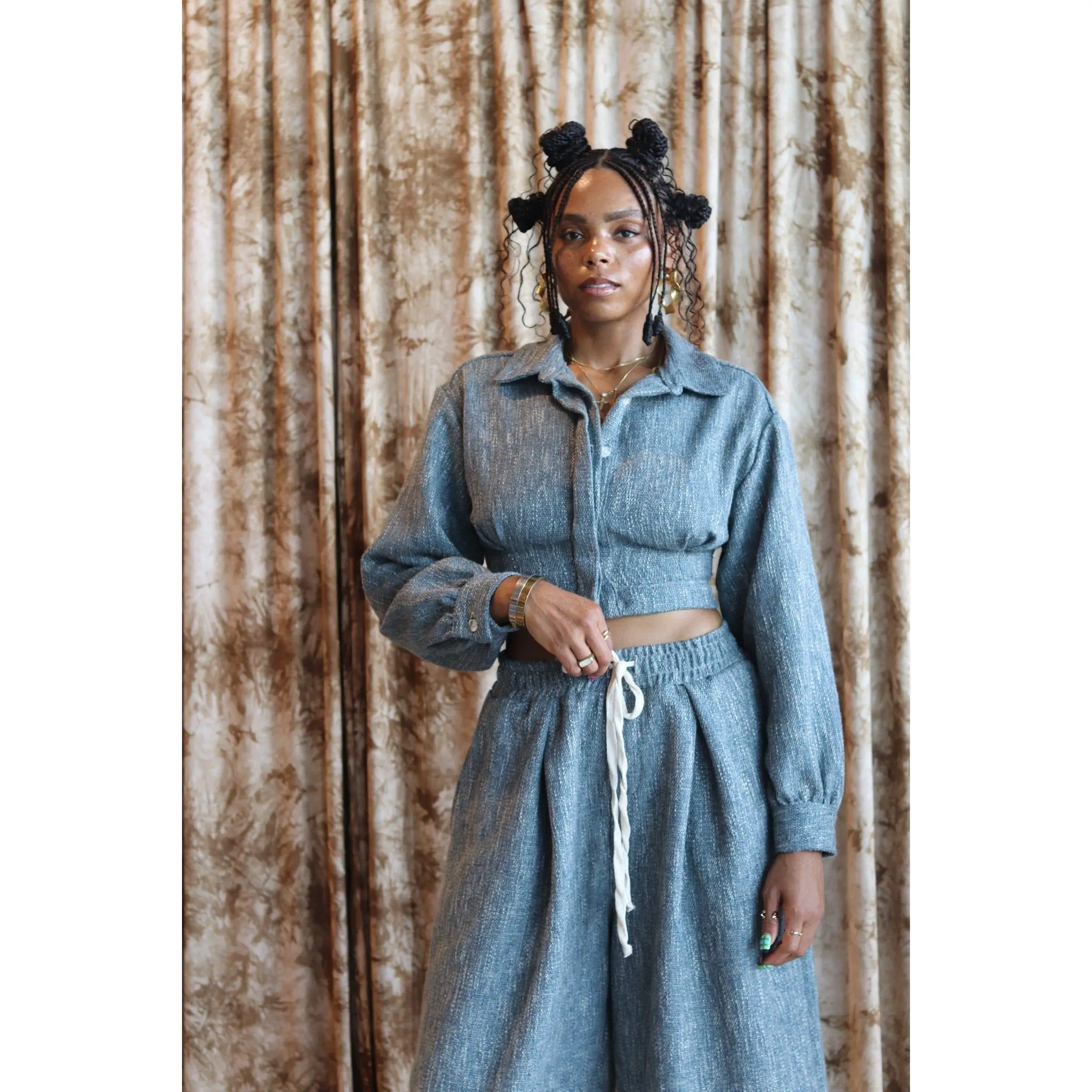 Emerson Cropped Jacket Marble Blue