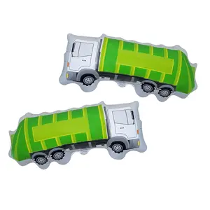 Garbage Truck Balloon - 2 Large Trash Truck Foil Balloons - Garbage Truck Birthday Party Supplies - Perfect For Birthday Parties, Events, Decoration, Or A Truck Party - Ribbon Included (Green) (Green)
