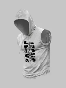 Men's Jesus Print Hooded Tank Top, Regular Fit Casual Sporty Sleeveless Breathable Lightweight Hoodie Vest for Summer, Men's Top for Daily Wear