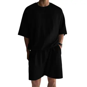 JMIERR Mens Casual Oversized Short Sets 2 Piece Summer Outfits Raglan Sleeve T-shirts & Shorts Tracksuit