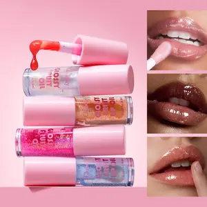 6 Colors Shimmer Lip Oil | Moisturizing Fruit-Flavored Lip Balm Lip Tint Balm for Dry Lips Pre-Makeup Primer & Post-Makeup Highlight