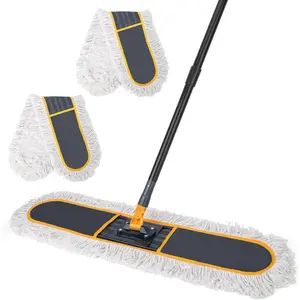 36" Commercial Dust Mops for Floor Cleaning,Industrial Heavy Duty Floor Duster with 2 Large Replacement Mop ,Wet Dry Sweeper Broom for Hardwood,Tile,Concrete,Laminate,Garage Floors(Grey)