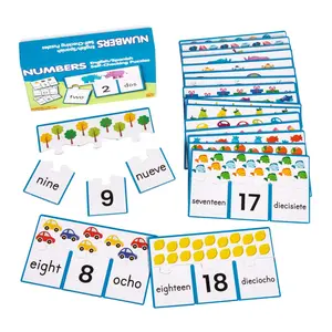 English & Spanish Beginning Numbers Self-Checking Puzzles - 20 Puzzles