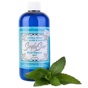 Simply Silver Mint Mouthwash-- All Natural Alcohol Free for Bad Breath Supports Healthy Gums Fluoride-Free Fresh Breath Rinse with Dragon's Blood CoQ10 & Black Walnut Hulls