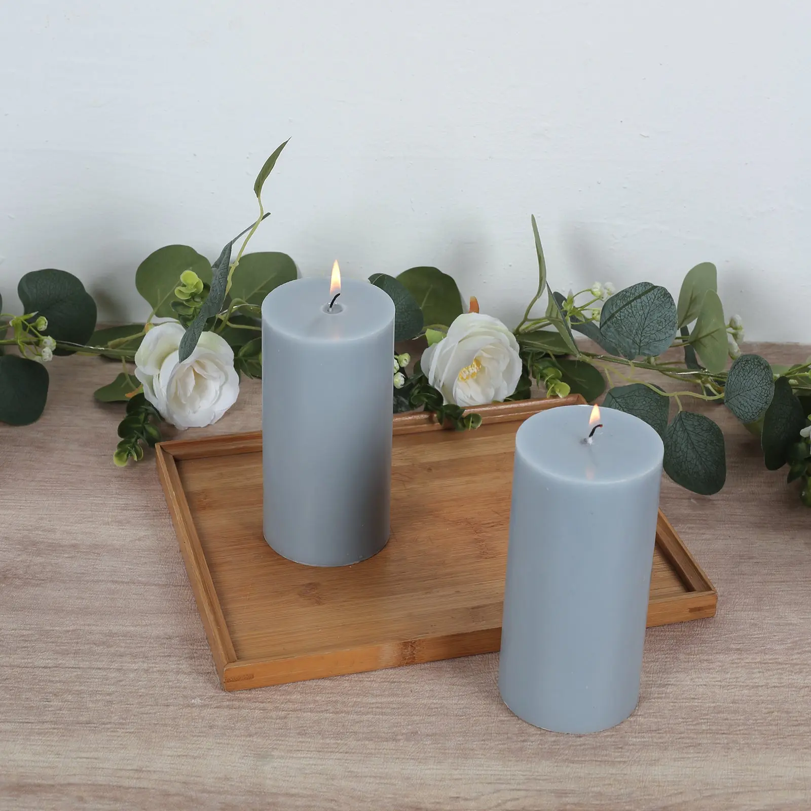 6-Pack Unscented Dripless Pillar Candles – 3"x6" Dusty Blue Paraffin Wax with Smokeless Cotton Wicks, Clean & Long-Lasting 60-Hour Burn